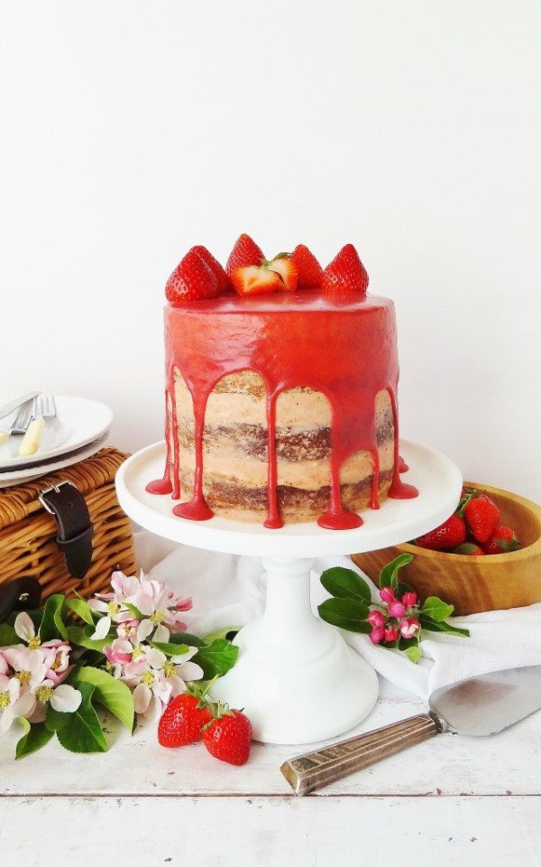 Strawberry Elderflower and Almond Layer Cake
