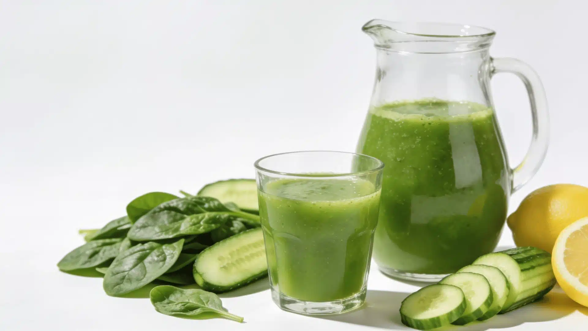 Cucumber aloe vera juice with ice, aloe vera leaves, and lime wedges on a bright countertop