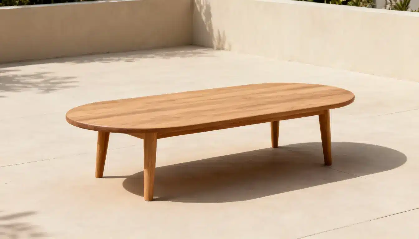 diy patio furniture wooden coffee table with a minimalist design on a bright outdoor patio space