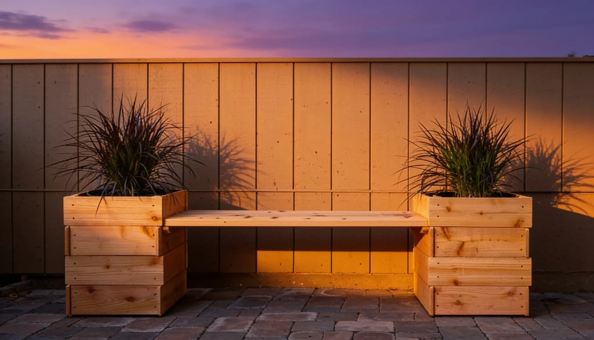 diy patio furniture planter bench with built in wooden planters creating stylish outdoor seating
