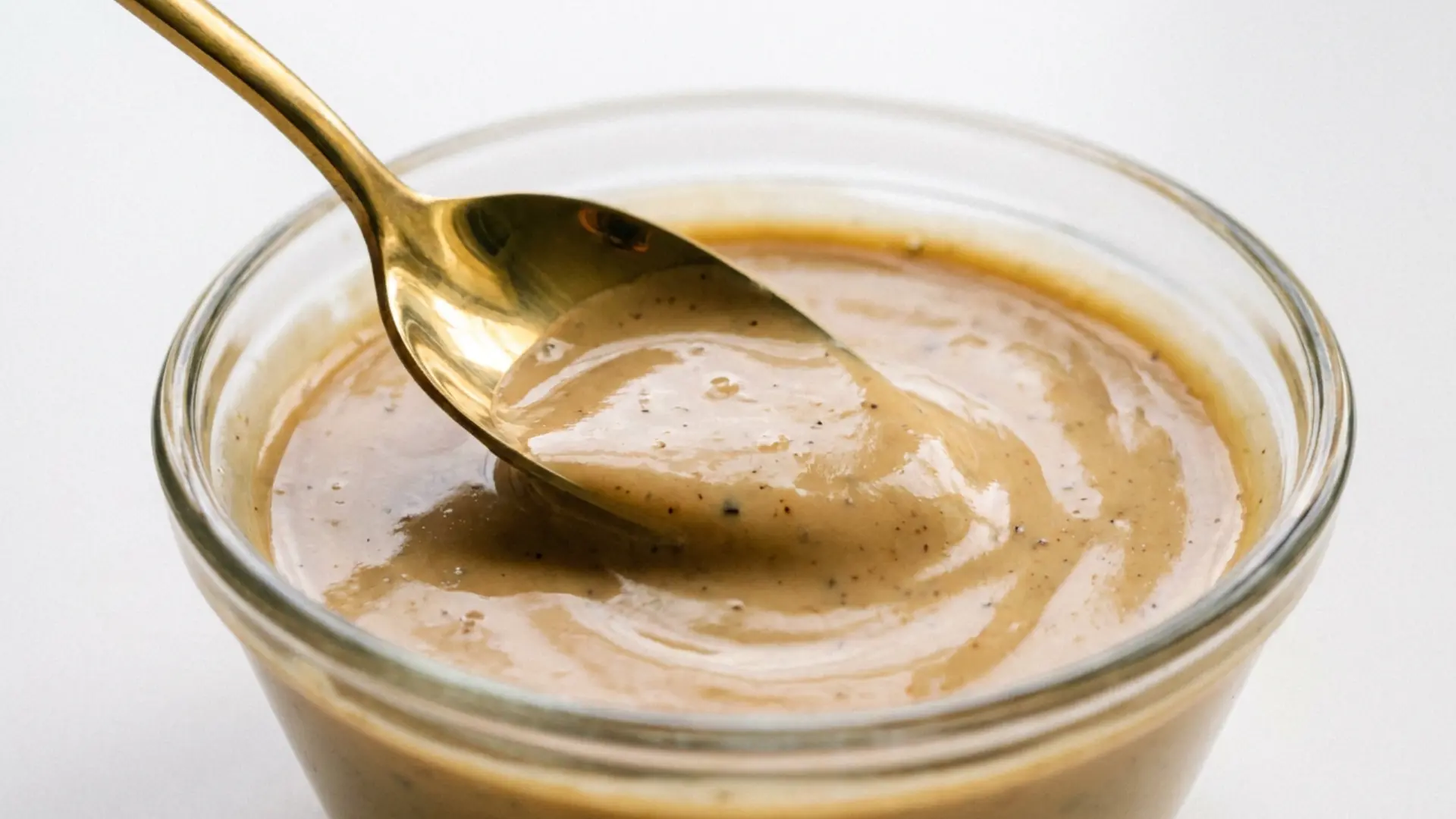 homemade big mac sauce recipe in a glass jar with gold spoon showing thick creamy texture ready to serve