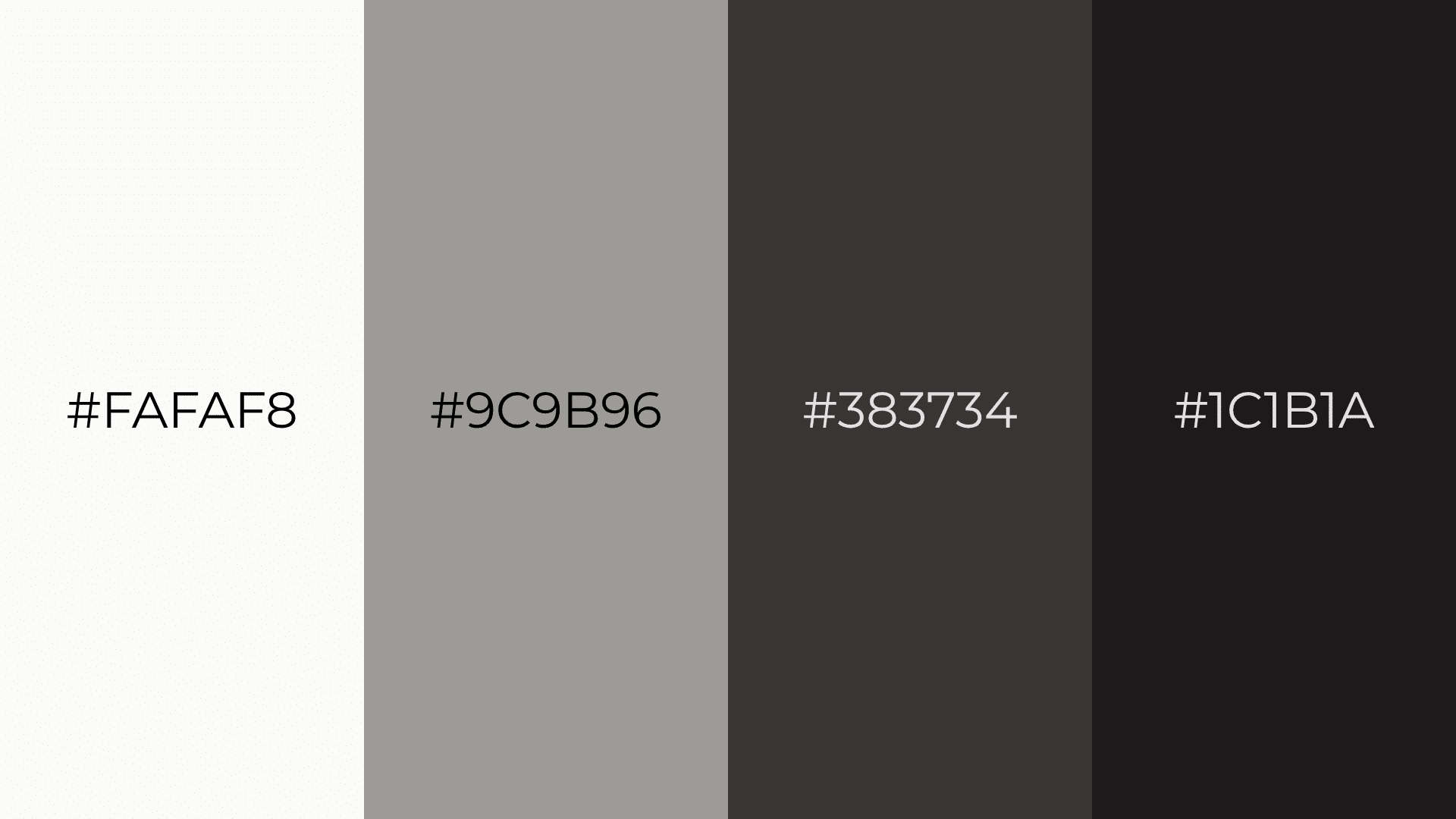 neutral color palette with bright white soft gray charcoal and deep black paint swatches for modern interiors